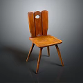 Single Wooden Chair with Unique Backrest Design Slender Legs and Vintage Style