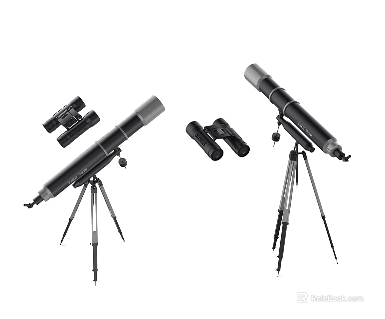 Durable Commercial Telescopes With Stable Tripod Stands And Binocular Kits 3d model 