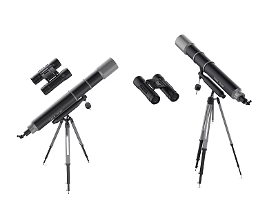 Durable Commercial Telescopes With Stable Tripod Stands And Binocular Kits 3d model