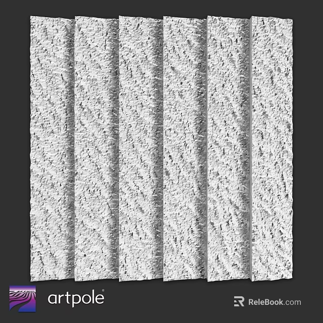 White Textured Building Components With Vertical Stripes And Decorative Elements 3d model 
