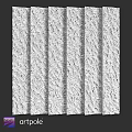 White Textured Building Components With Vertical Stripes And Decorative Elements