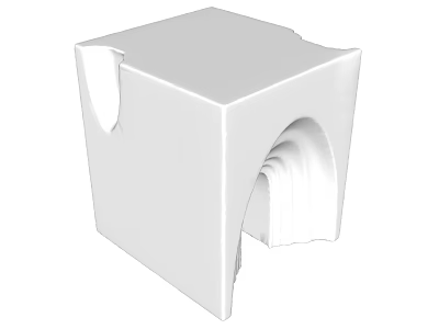 White Minimalist Square Stool Featuring Curved Cutout And Modern Design Details 3d model