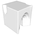 White Minimalist Square Stool Featuring Curved Cutout And Modern Design Details
