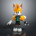 Game And Movie Character Yellow Orange Fox With Blue Eyes White Gloves And Tail