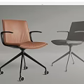 Modern Leather Office Chair Brown and Grey with Five Star Caster Base Two Piece Design