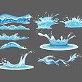 Different Water Splashes And Wave Shapes For Design Elements 3d model