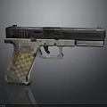 Modern Tactical Pistol Design With Metallic Body And Patterned Grip
