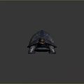 Realistic Blue Turtle With Textured Shell Yellow Stripes Open Mouth And Claws