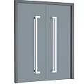 Modern Grey Double Doors With Sleek Silver Metal Handles And Contemporary Panel Design
