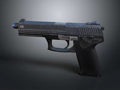 Modern HK Black Pistol With Sleek Metal Finish And Textured Grip 3d model