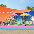 City Walk Camping Themed Photo Spot With Palm Trees Surfboards And Beach Setting