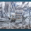 Marble Background Wall With Natural Gray White Texture And Golden Metal Frame