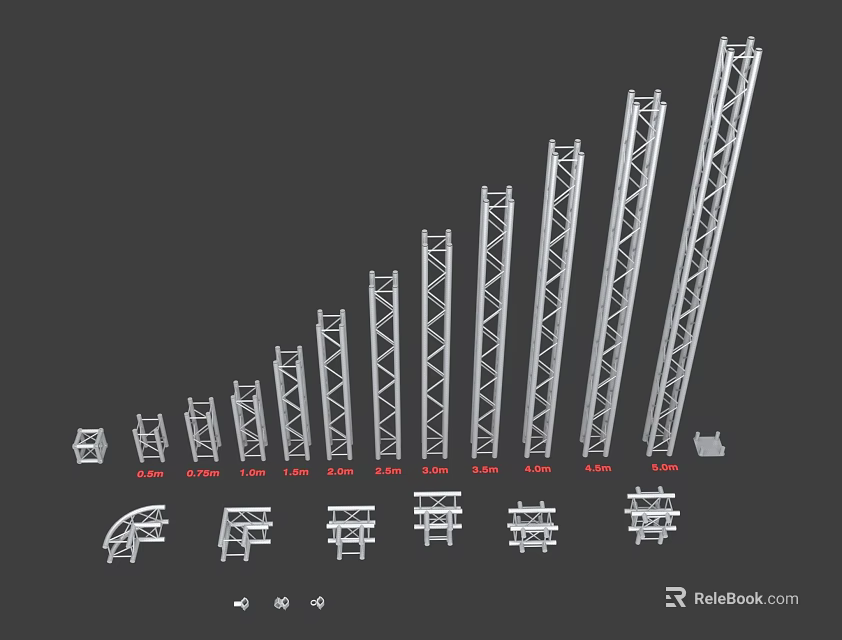 Metal Truss Structures With Different Sizes Various Heights And Accessories 3d model 