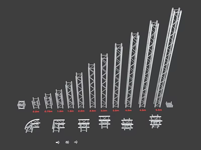 Metal Truss Structures With Different Sizes Various Heights And Accessories 3d model