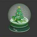 Festive Decorative Ornament Set With Snow Globe Christmas Tree Penguin Gift Boxes And Green Base