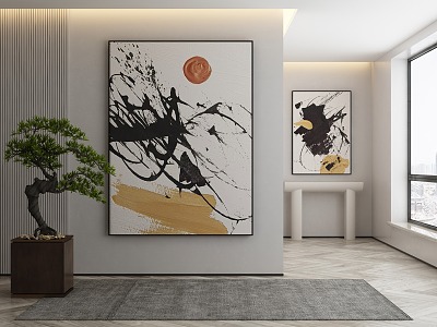 New Chinese abstract painting decorative painting 3d model