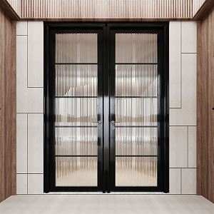 Modern double door glass double door Changhong glass door opposite door 3d model