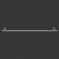 Long Smooth Metal Handrail With Supports And Reflective Finish On Dark Background