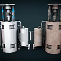 Detailed Mechanical Industrial Equipment With Complex Pipes And Metal Containers