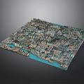 Modern City 3D Model Displaying Urban Layout Buildings And Water Features