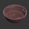 Brown Ceramic Bowl With Loop Handles And Textured Surface On Dark Background 3d model