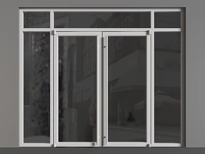 Modern Entrance Door With Glass Panels And White Frame Contemporary Design 3d model