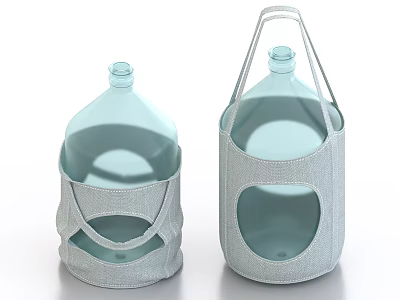 Transparent Water Bottles With Gray Fabric Sleeves And Portable Handles For Daily Life Essentials 3d model
