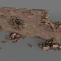 Damaged Building Exterior Wall Featuring Large Hole And Scattered Bricks