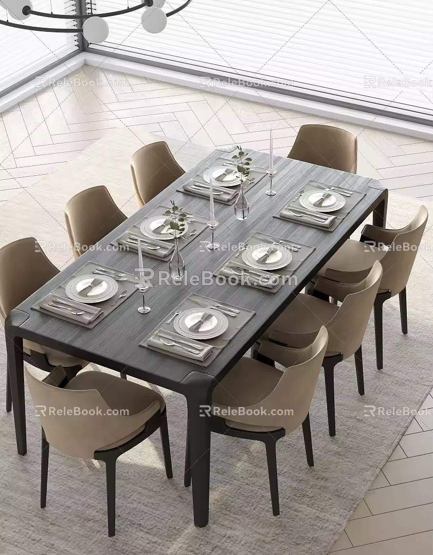 Dining table and chair combination 3d model
