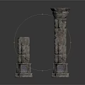 Ancient Weathered Stone Pillars With Tall Short Sizes Textured Surfaces And Damaged Bases