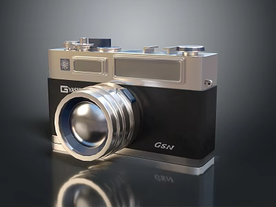 Vintage Digital Camera With GSTAR Brand Large Lens And Silver Black Body 3d model