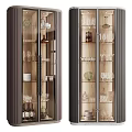 Sleek Modern Wine Cabinet With Glass Doors And Wooden Interior Displaying Wine Bottles And Glasses