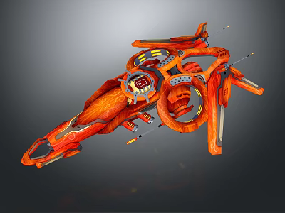 Futuristic Smart Machine Featuring Orange Ring Structure And Glowing Mechanical Parts 3d model