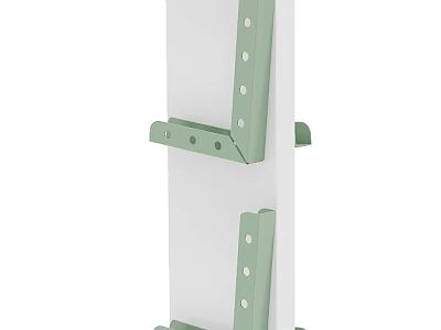 Display Shelf with Light Green Frame and White Panel Adjustable Shelves for Storage and 3d model