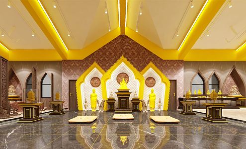 Southeast Asian Buddhist Hall Thai Temple 3d model