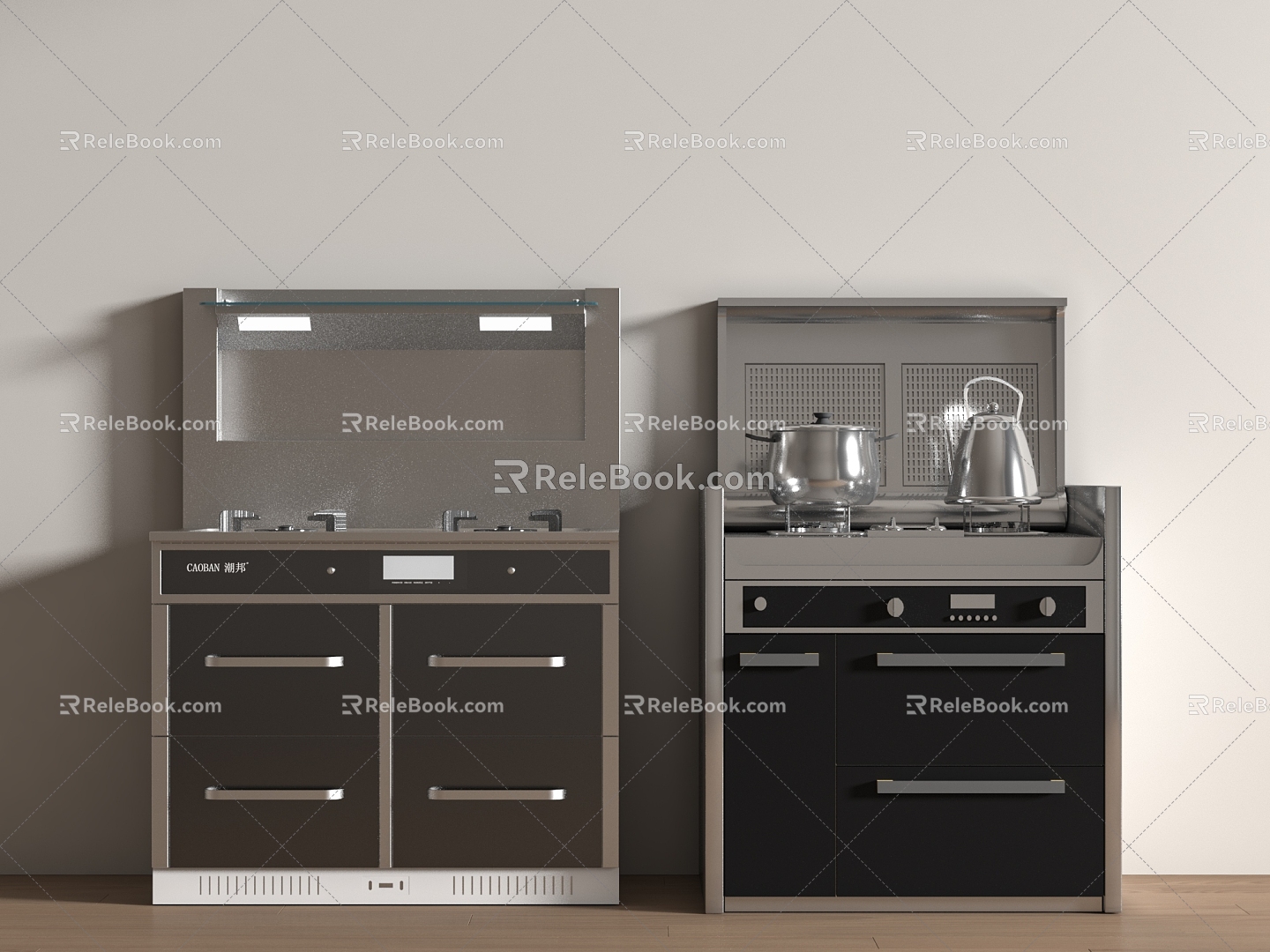 Integrated stove kitchenware 3d model