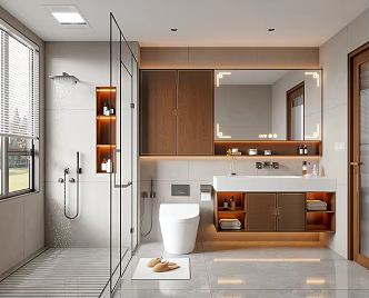 New Chinese Bathroom Dry and Wet Separation Toilet Supplies New Chinese Bathroom Cabinet 3d model