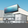 Modern Commercial Street Featuring Glass Facade Mixed Material Exterior And Spacious Plaza