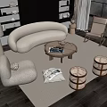 Modern sofa coffee table combination 3d model