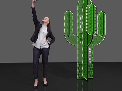 Unique Green Cactus Shaped Modern Wall Decor for Stylish Interior Spaces 3d model