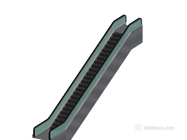 Modern Service Hall Interior Featuring Functional Escalator For Smooth Public Access 3d model 