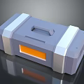 Durable Gray And White Metal Toolbox With Orange Window And Handle For Hardware Tools 3d model