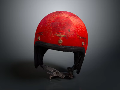 Red Worn Weapon With Black Straps And Vintage Surface Details 3d model