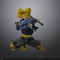 Anime Character With Blonde Spiky Hair Blue Jacket Green Pants Baseball Bat In Dynamic Stance
