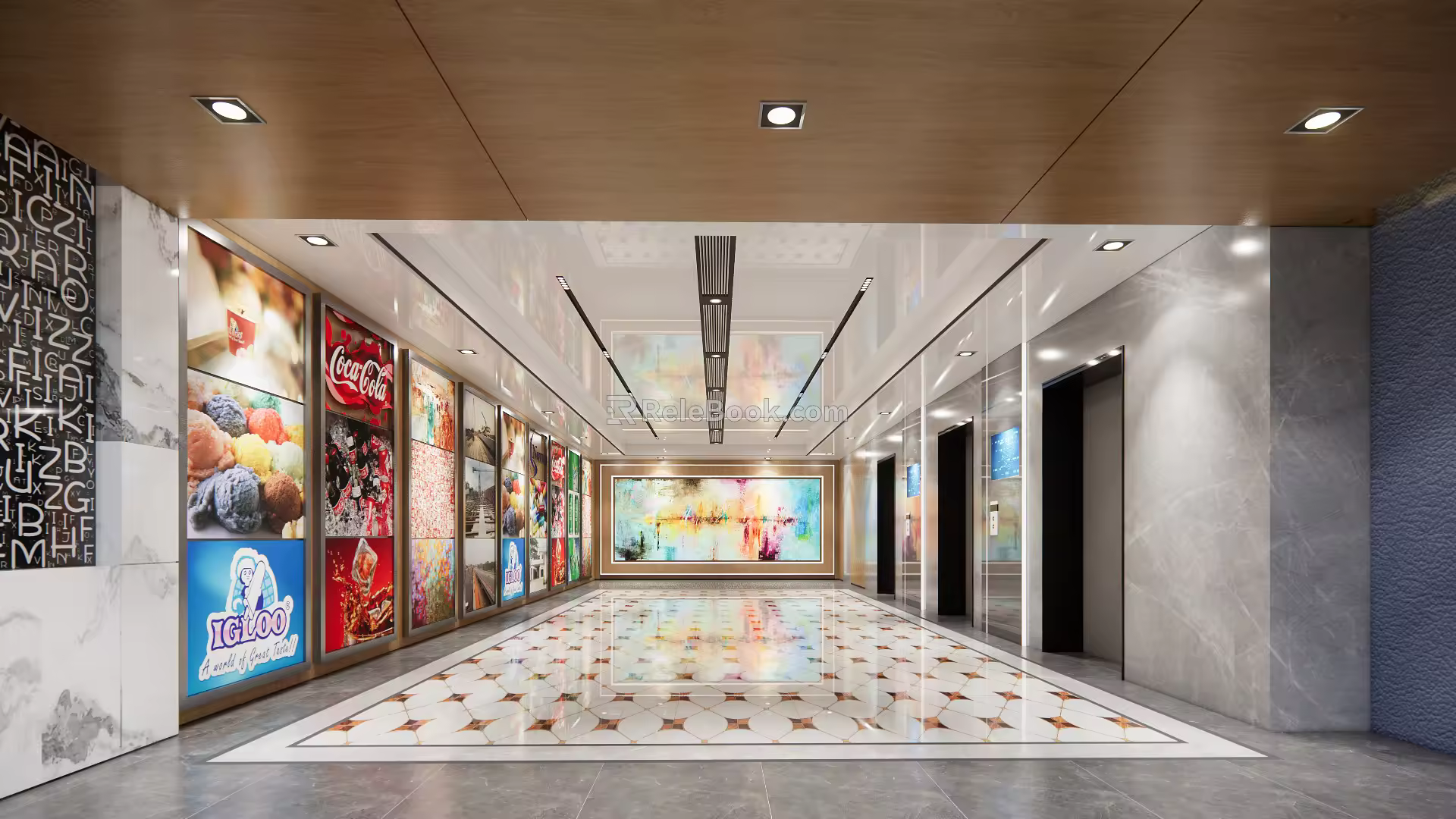 modern elevator hall 3d model