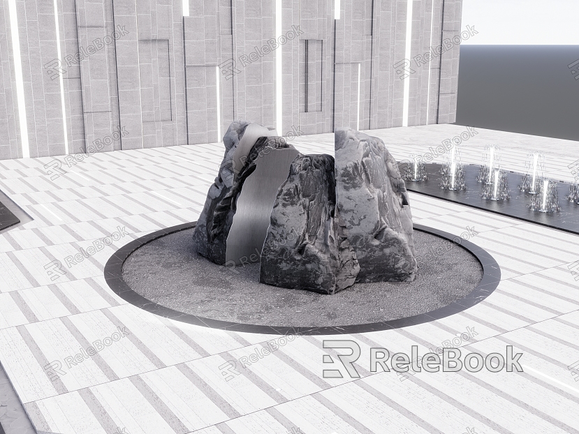 Modern landscape sketch sliced stone landscape model