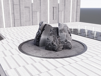 Modern landscape sketch sliced stone landscape 3d model