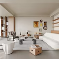 Middle Ancient Home Living Room Sofa Combination Coffee Table Leisure Sofa Decoration 3d model