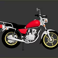Stylish Red Motorcycle With Black Seat Yellow Wheels And Silver Parts