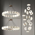 Modern Circular Glass Chandeliers With Metal Frames And Layered Hanging Discs